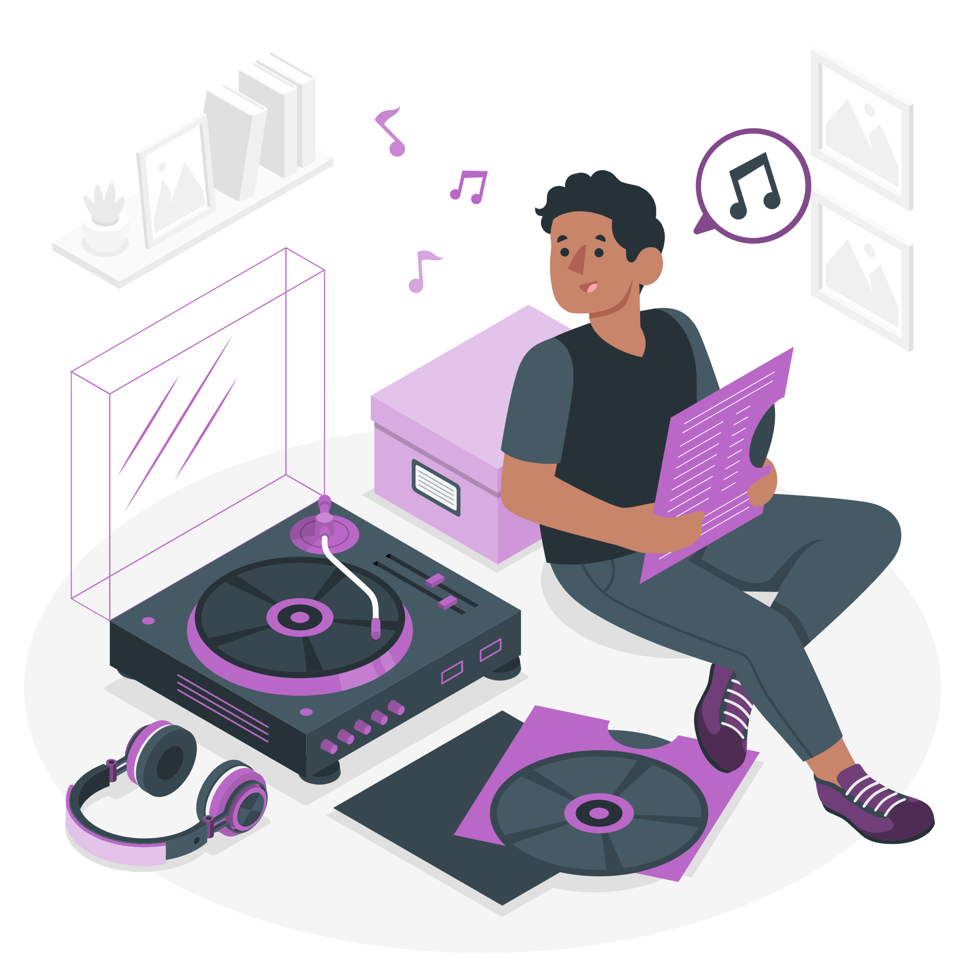 Musician with record player